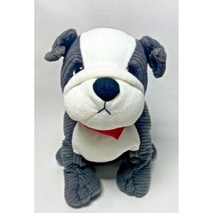 Mini Cooper Mascot Bulldog‎ Gray White Corduroy with Red Bandana Plush Stuffed